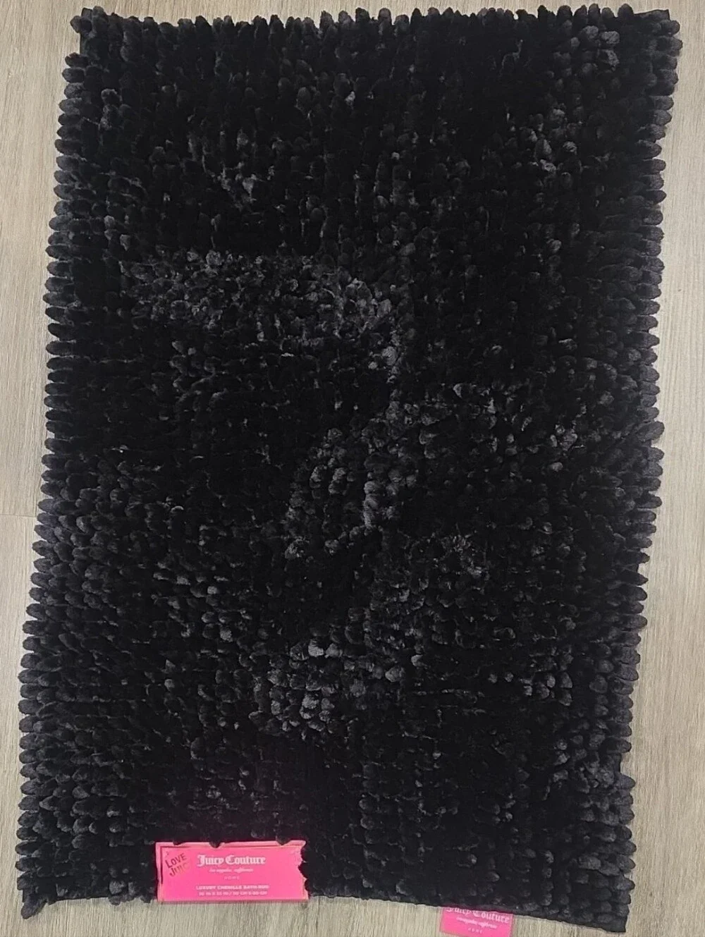 Juicy Couture Home Luxury Chenille Bath Rug- Black- Lg